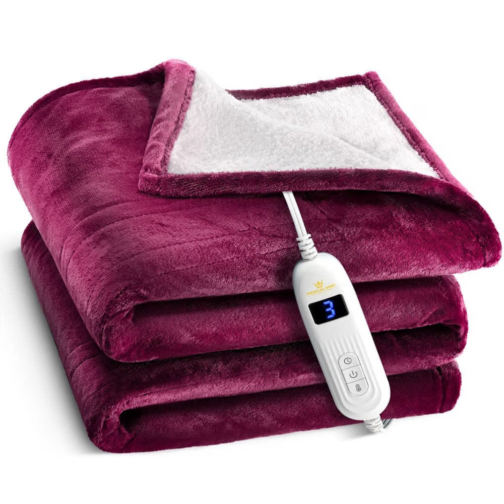 Medical King Heated Blanket with 10 Settings. Red (50 x 60) NIB